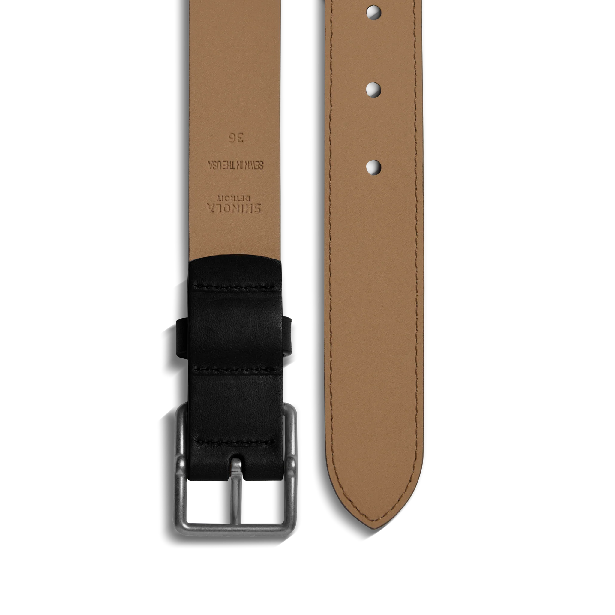 1 1/4" Center Bar Buckle Belt - Black - Image 3