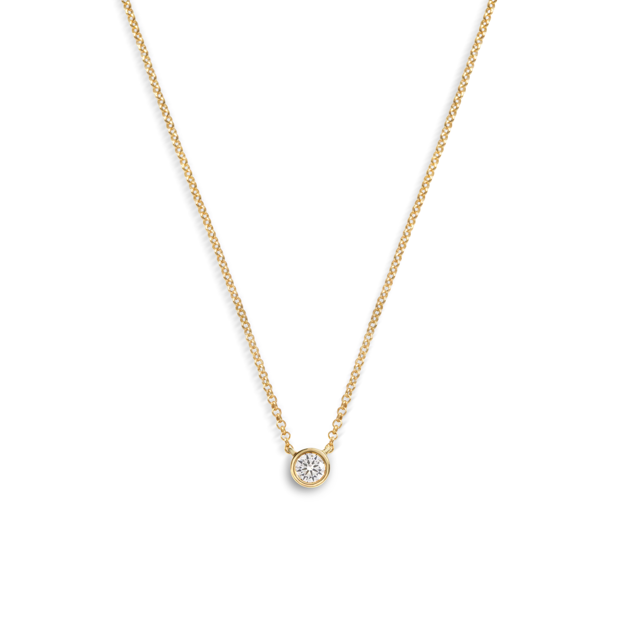 1/4 Carat Round Diamond Necklace - Yellow Gold