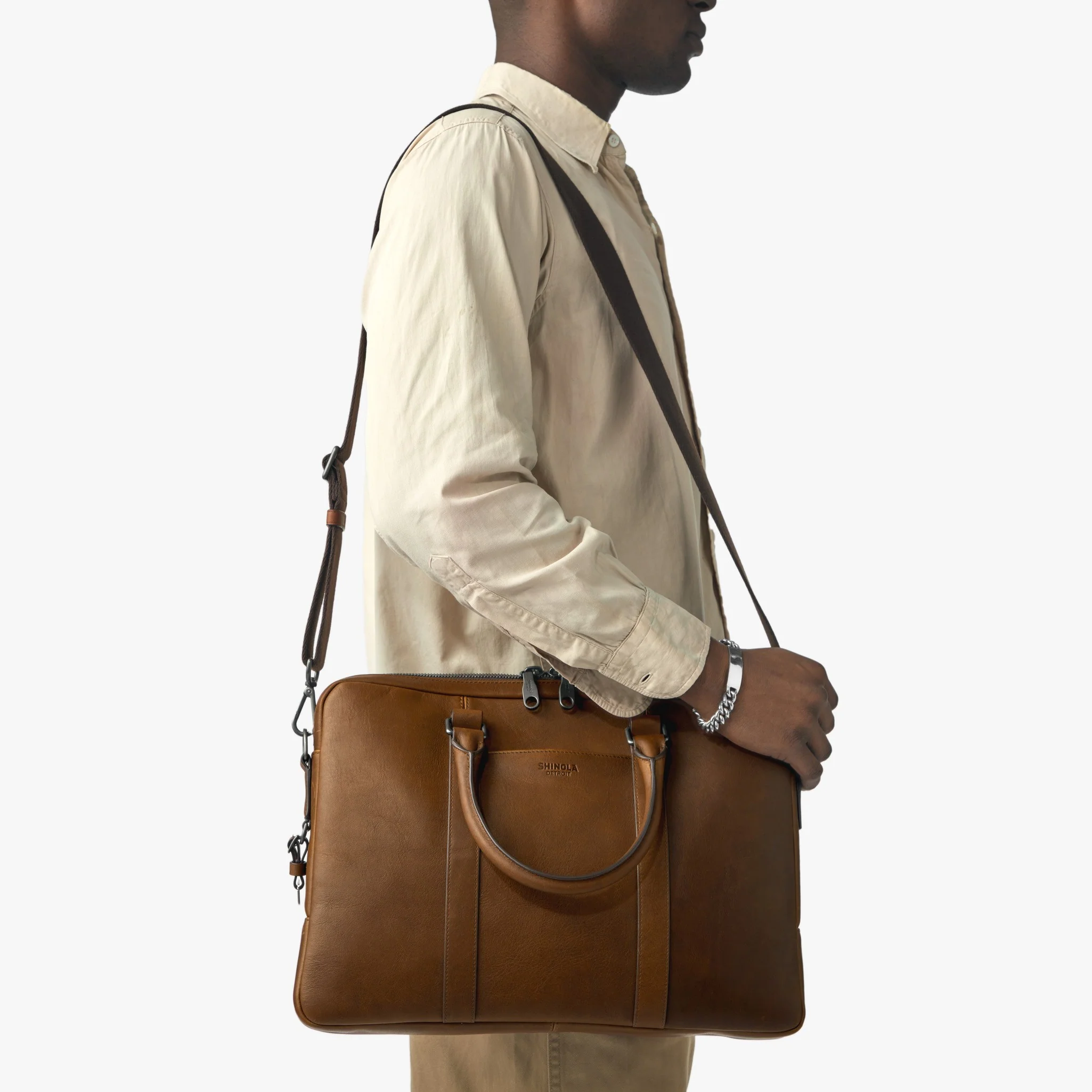 Computer Briefcase - Medium Brown - Image 2