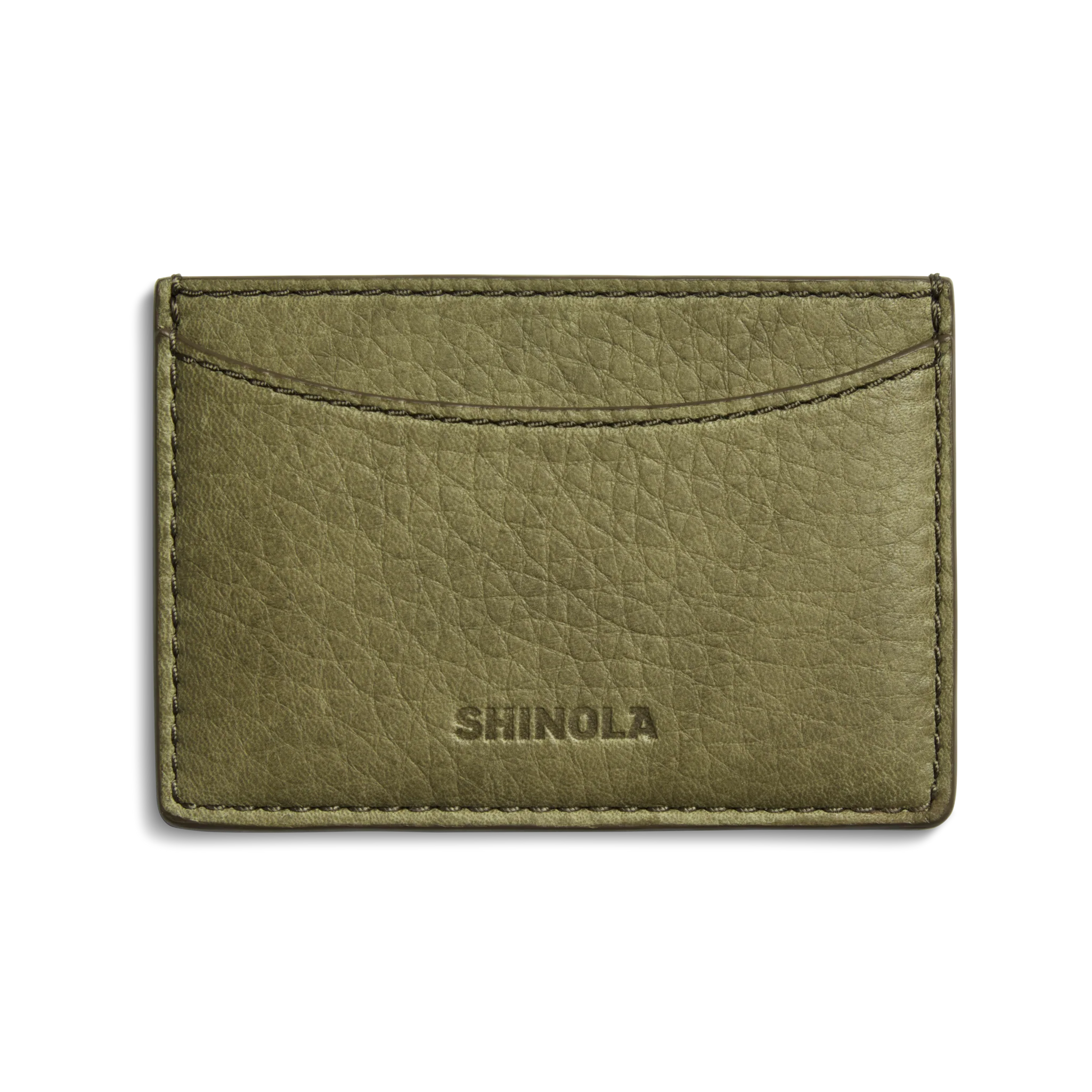 Leather 3 Pocket Card Case - Olive