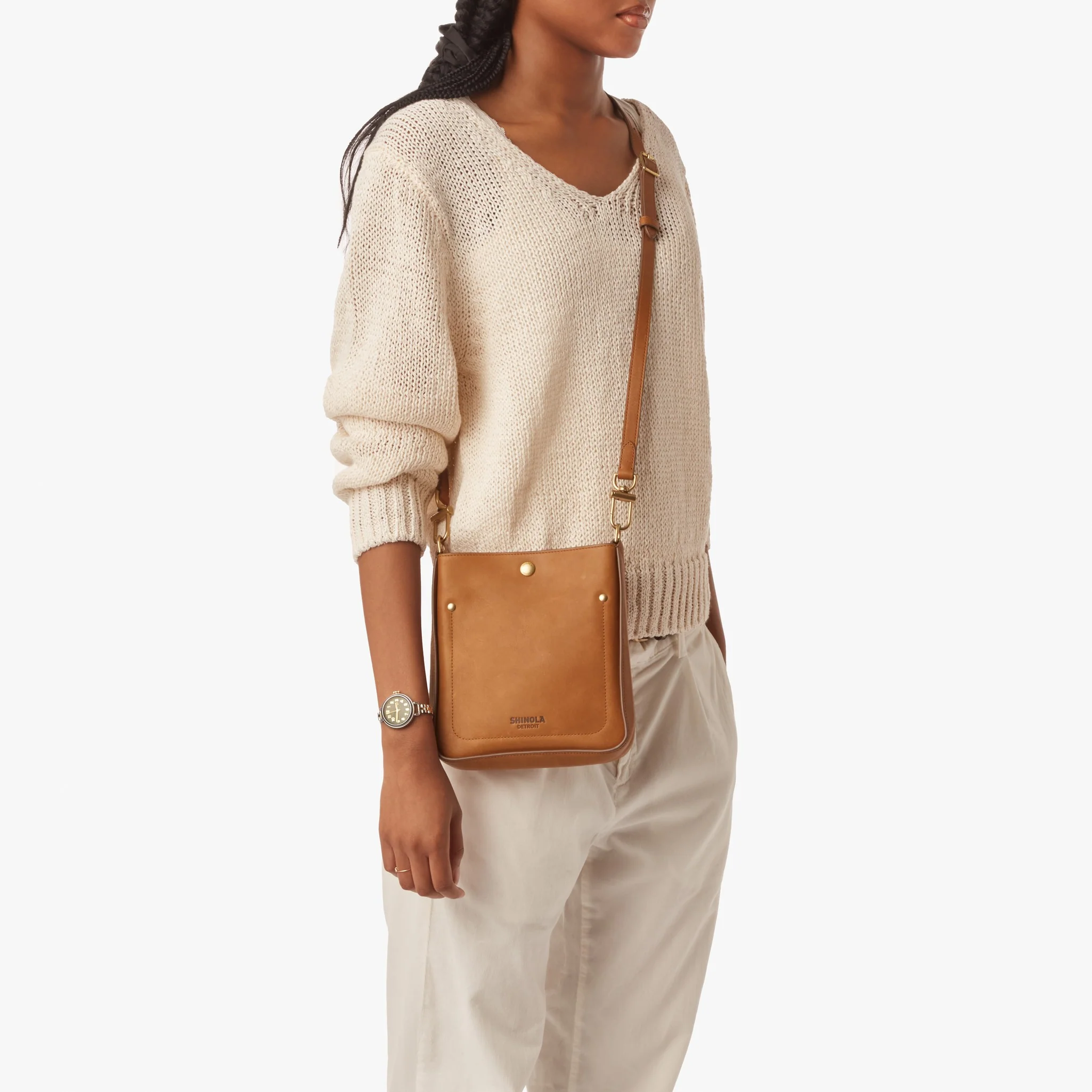Mini Pocket Crossbody Bag - Tan - Image 2
