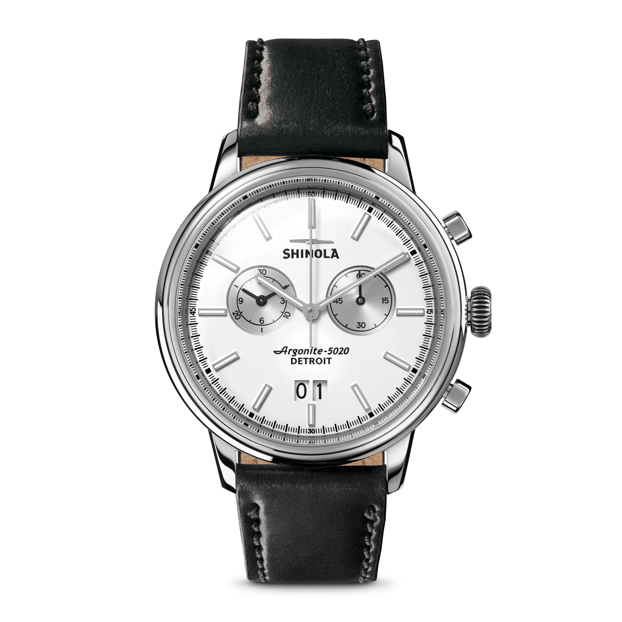 Bedrock Chronograph Watch - Black Leather Strap - Image 6